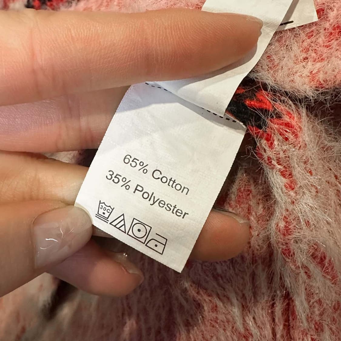 USA VINTAGE 니트 노르틱 루돌프 패턴 배색 디테일 핑크 레드 상품이미지6