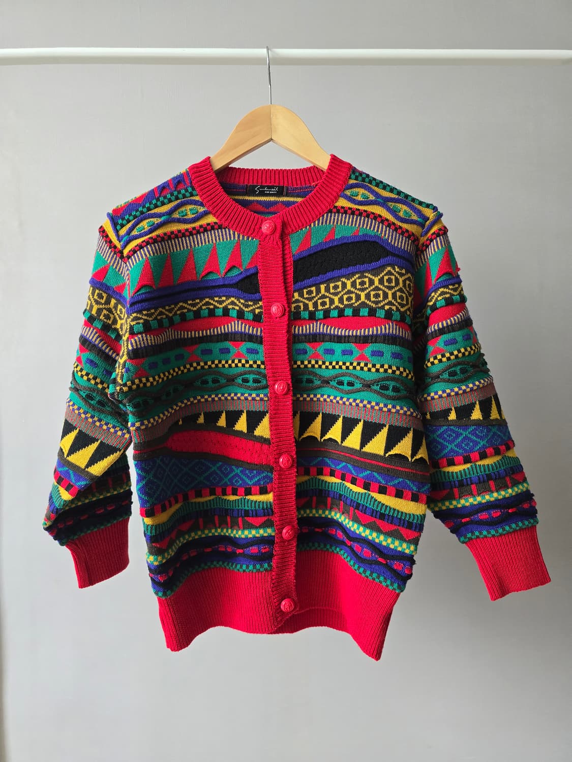 재팬 빈티지 쿠지 스타일 3D 패턴 니트 가디건 상품이미지1