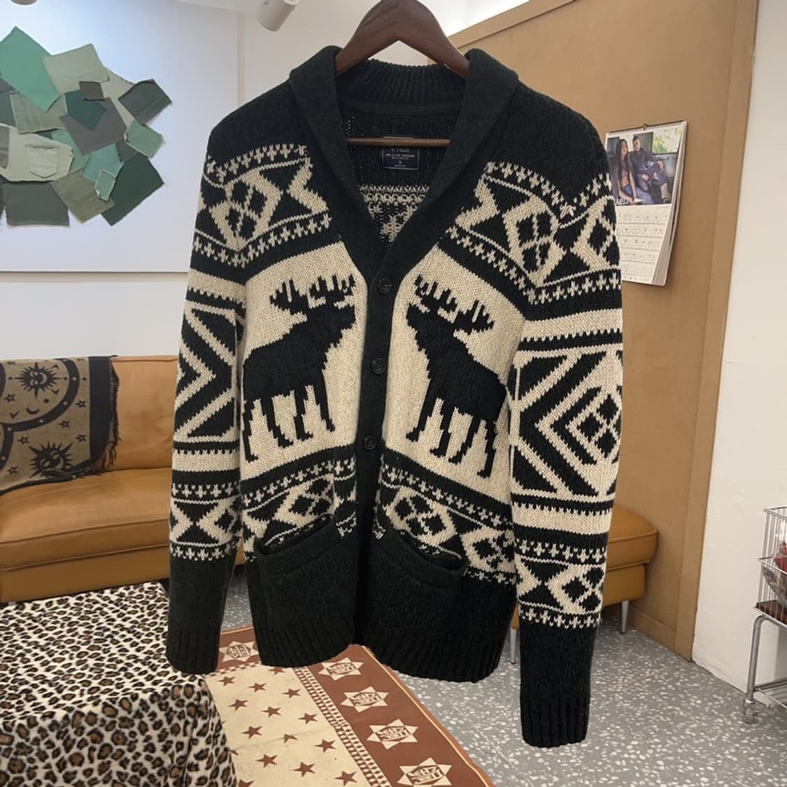 아베크롬비 희귀 노르딕 코위찬 홀리데이 딥그린 가디건 S C09122 상품이미지3