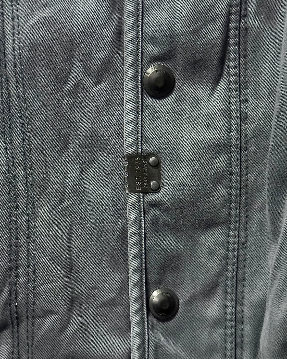 자라 보라색 워시드 워싱 스터드 찡 카라 집업 워크 셔츠 자켓 L 100 상품이미지7