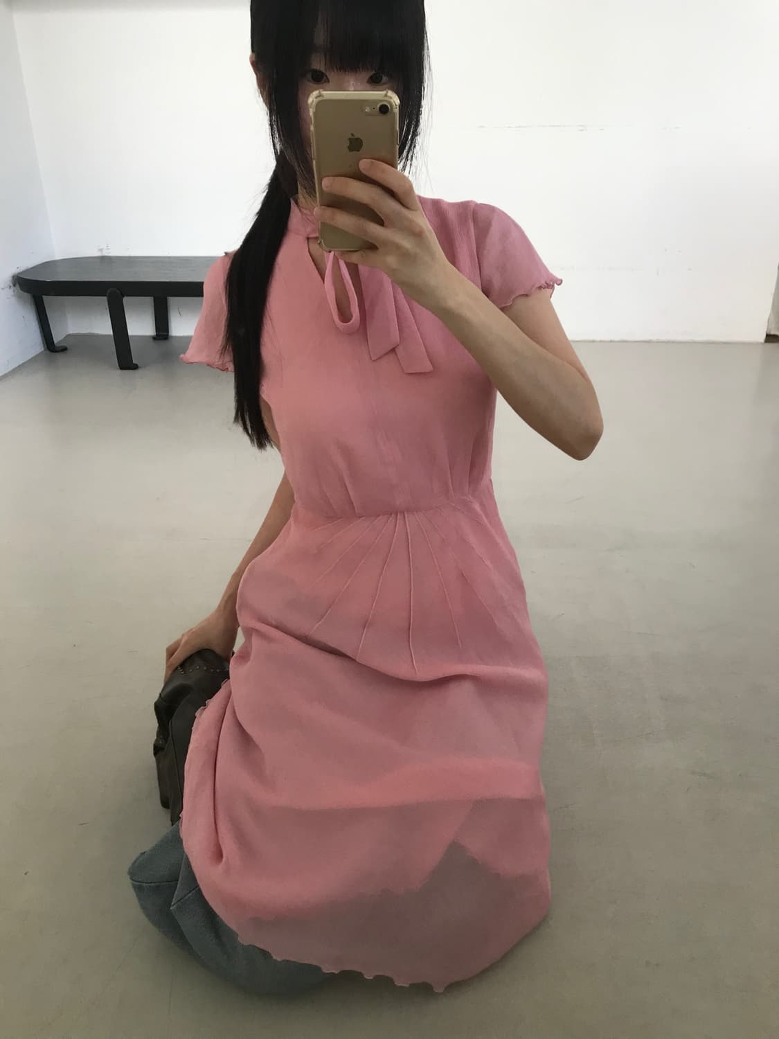 vintage pink tie one-piece 상품이미지1