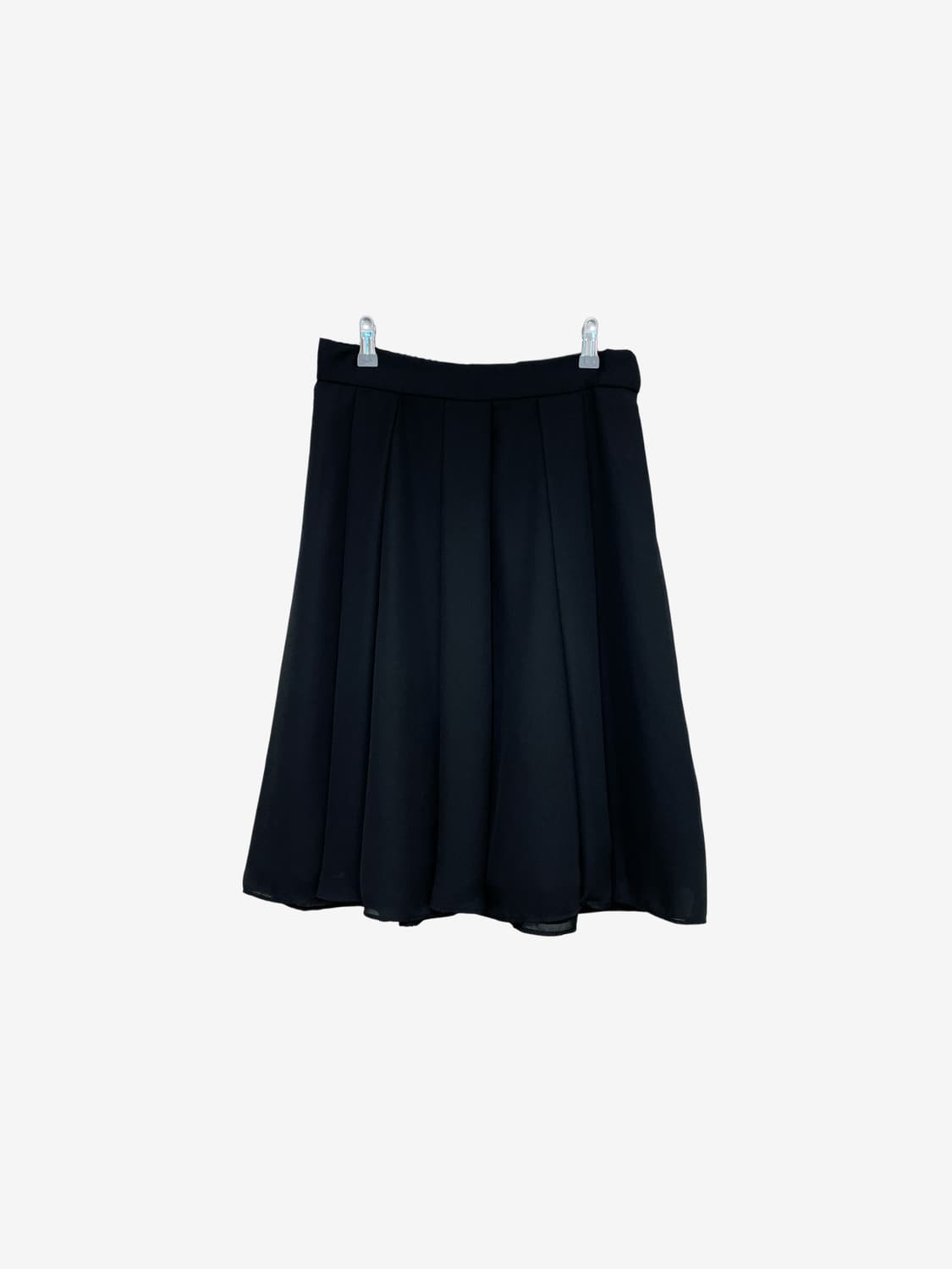 Layered Chiffon Midi Skirt - Black 상품이미지4