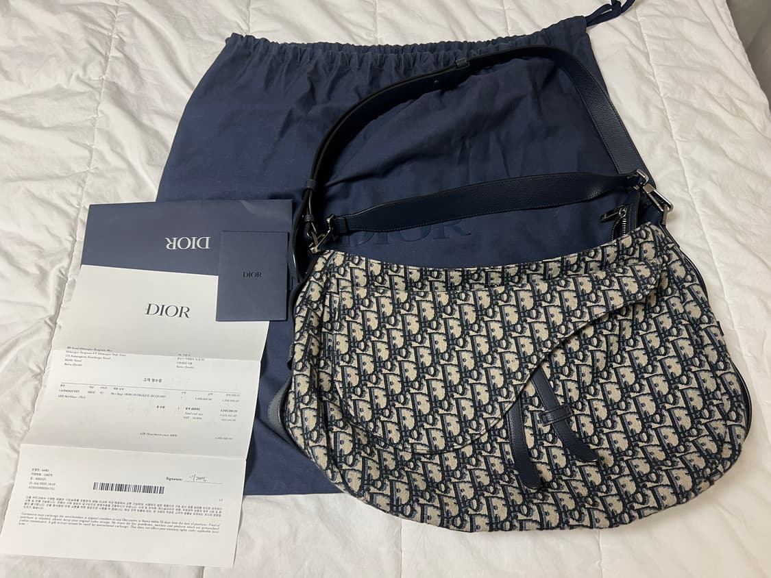 디올 새들 소프트 백 베이지 & 블랙 오블리크 상품이미지2