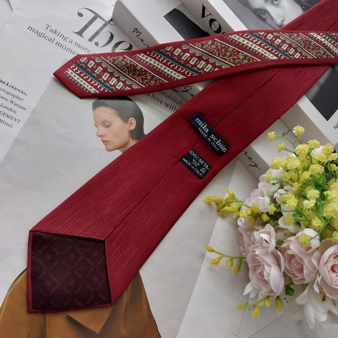 밀라숀 실크 와인 패턴 넥타이 9cm A+등급 K2527
 상품이미지5