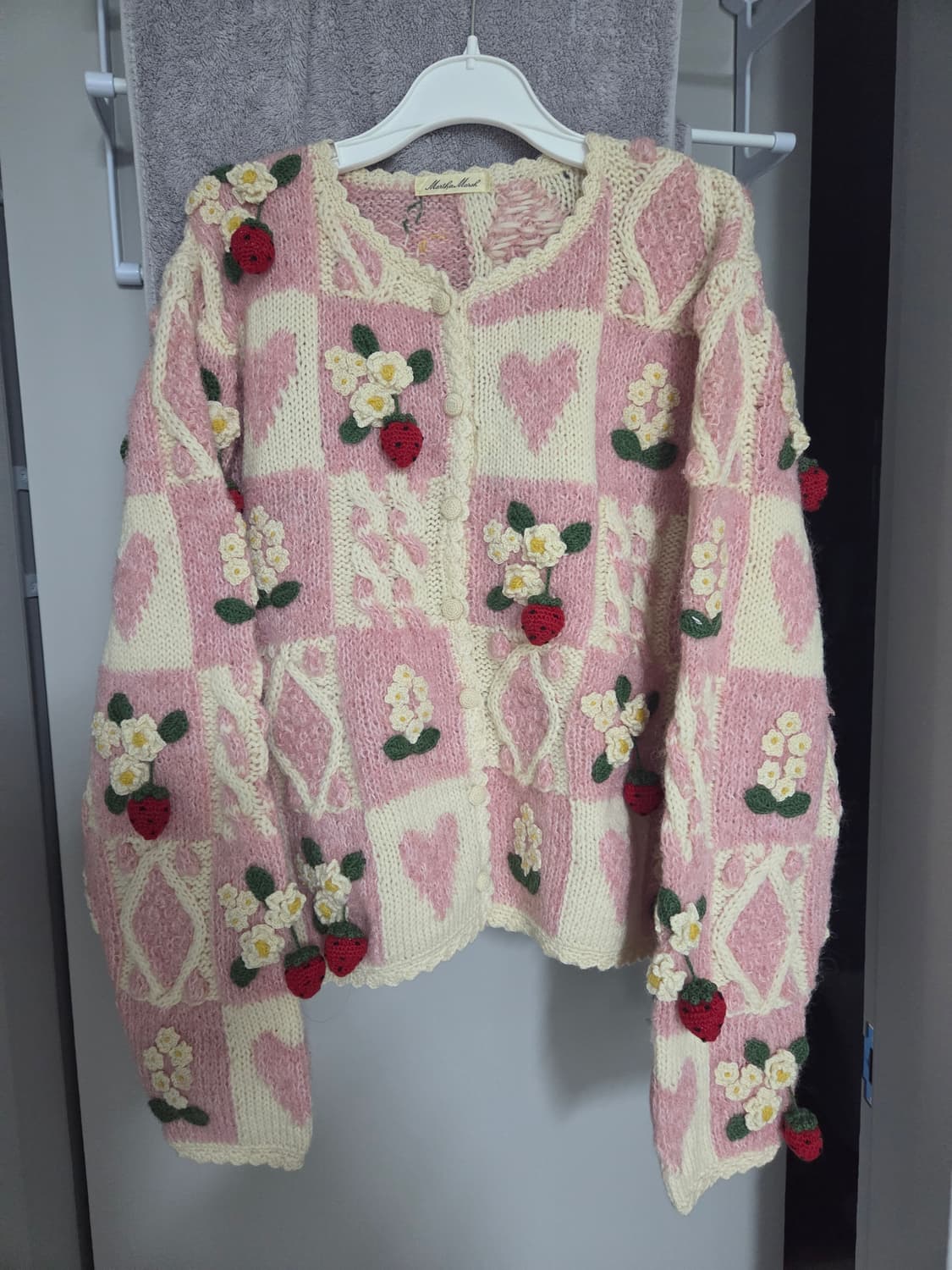 딸기꽃 패치워크 가디건 상품이미지1
