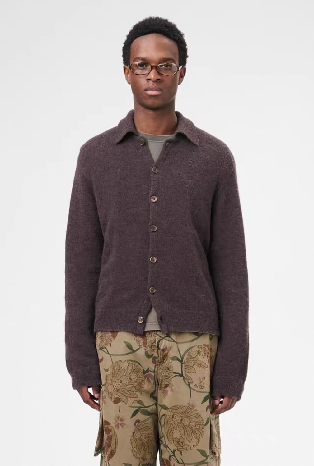 [50] 아워레가시 알파카 이브닝 폴로 가디건 브라운 컬러 상품이미지3