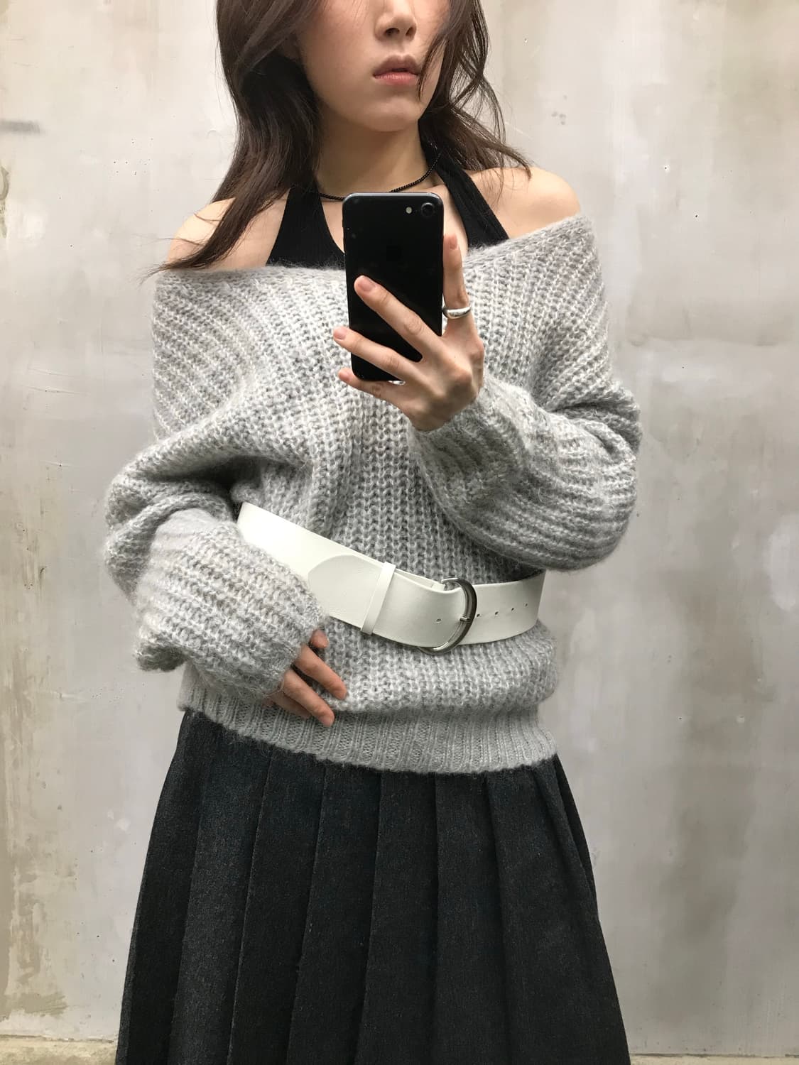 Mohair off shoulder knit 상품이미지1