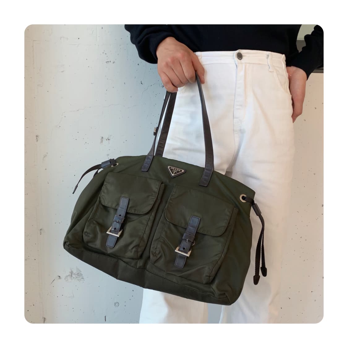 (PRADA)프라다 카키 투포켓 토트백 상품이미지1