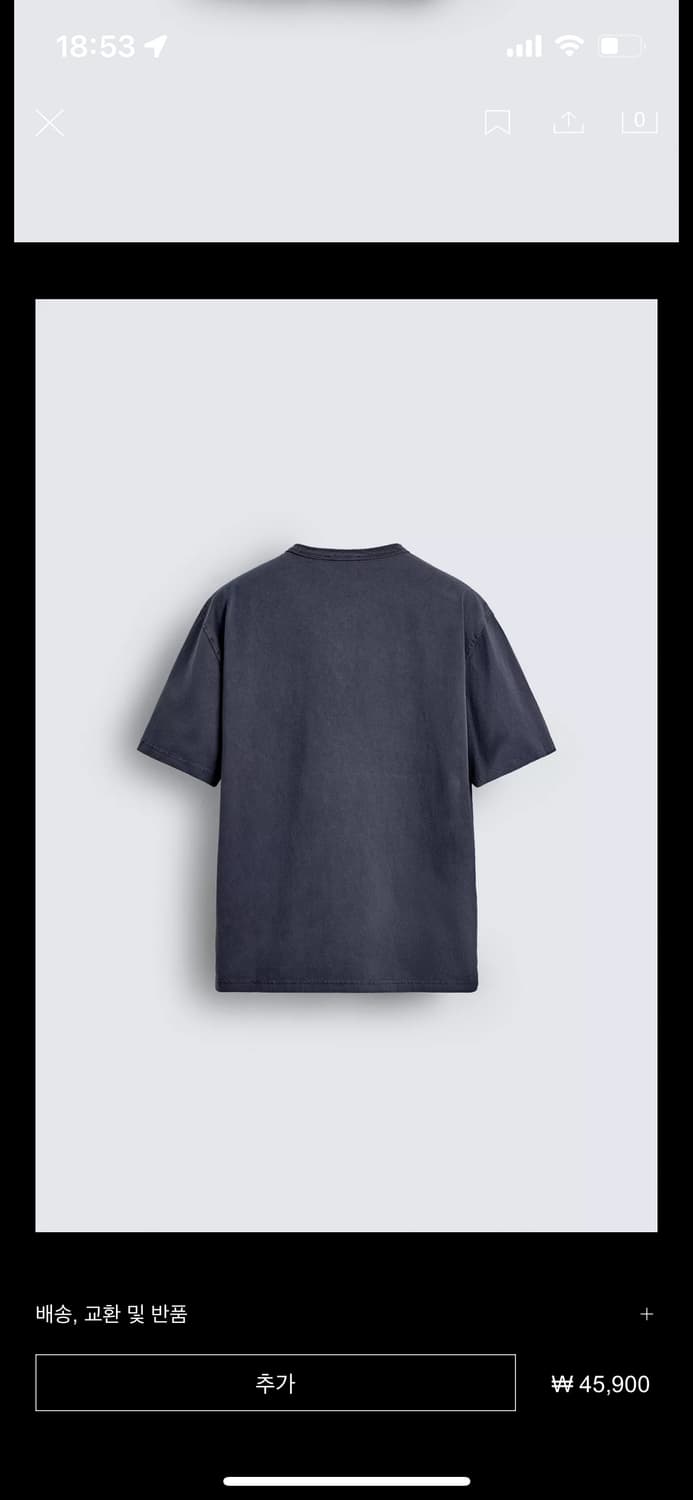 zara 워싱 버튼 라운드넥 티셔츠 상품이미지3