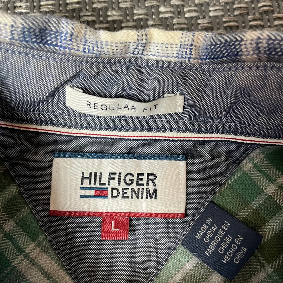 타미힐피거 블루 체크 레귤러핏 L 상품이미지4