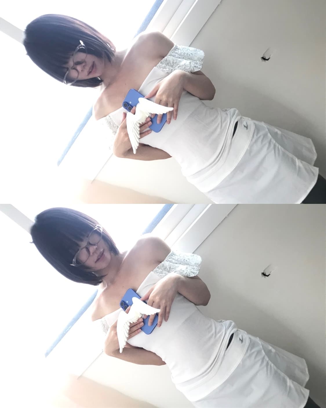 Loose neck spangle point puff top  상품이미지1