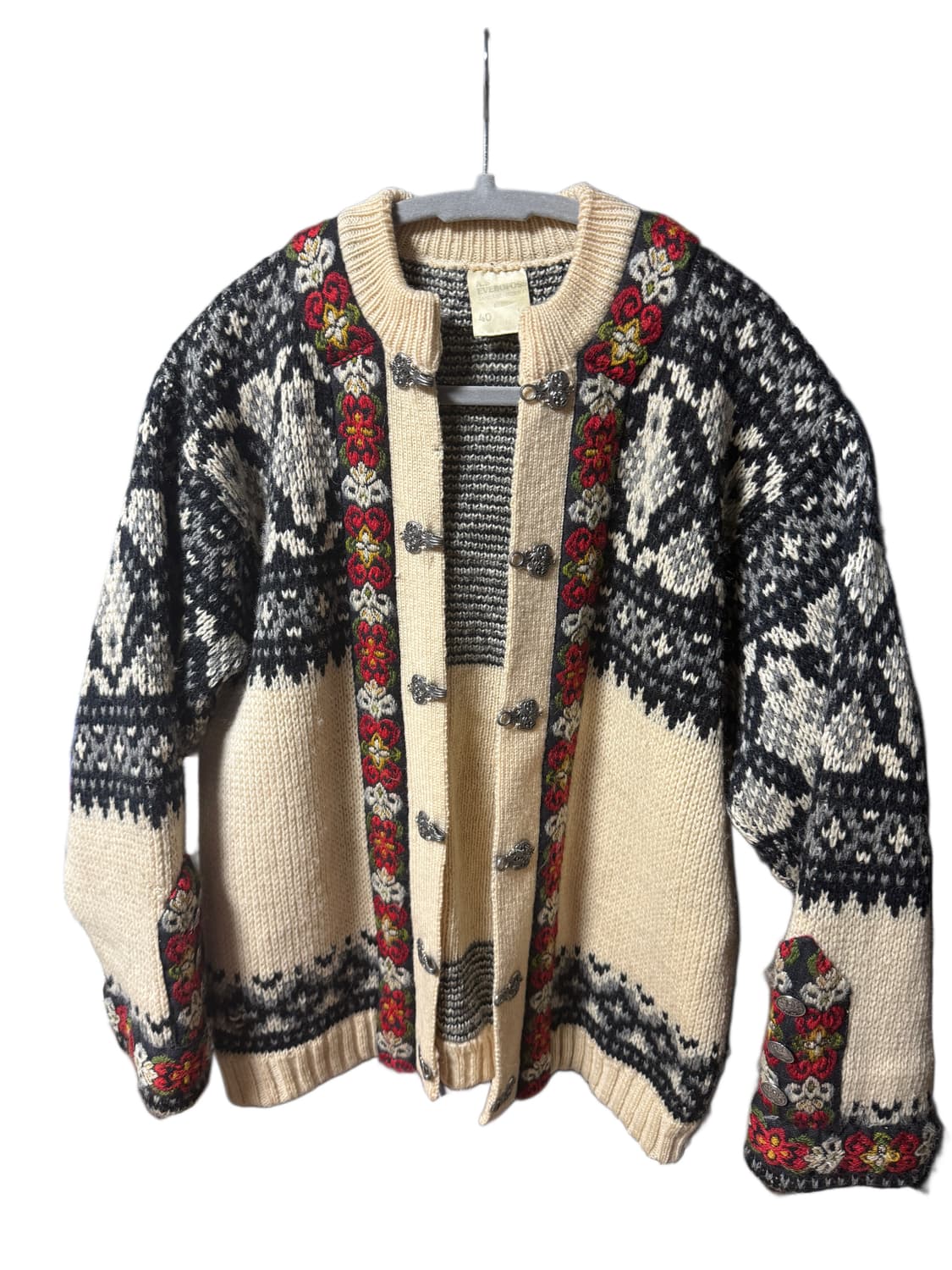 80‘s 빈티지 노르딕 플라워 버클 가디건 상품이미지1