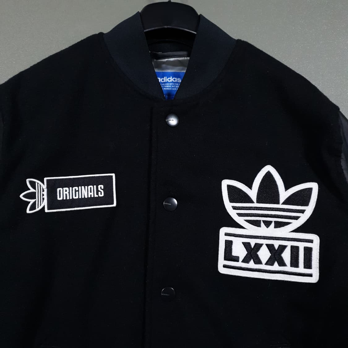 실측 M 아디다스 오리지널 트레포일 패치 자수 누빔 바시티 스타디움 자켓 상품이미지2