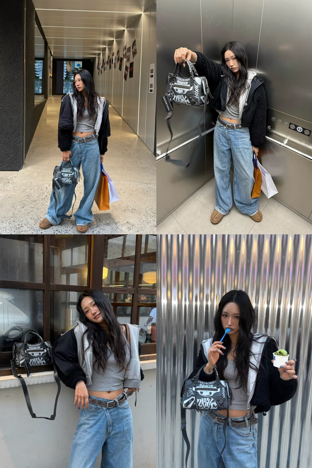 발렌시아가 그래피티 모터백 미니 그레이 상품이미지2