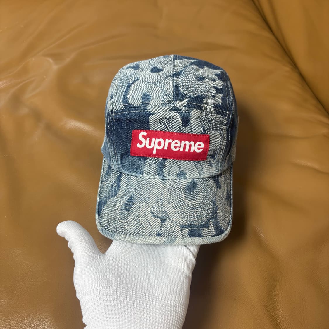 슈프림 캠프캡 모자 박스로고 플레임 워시드 데님 상품이미지2