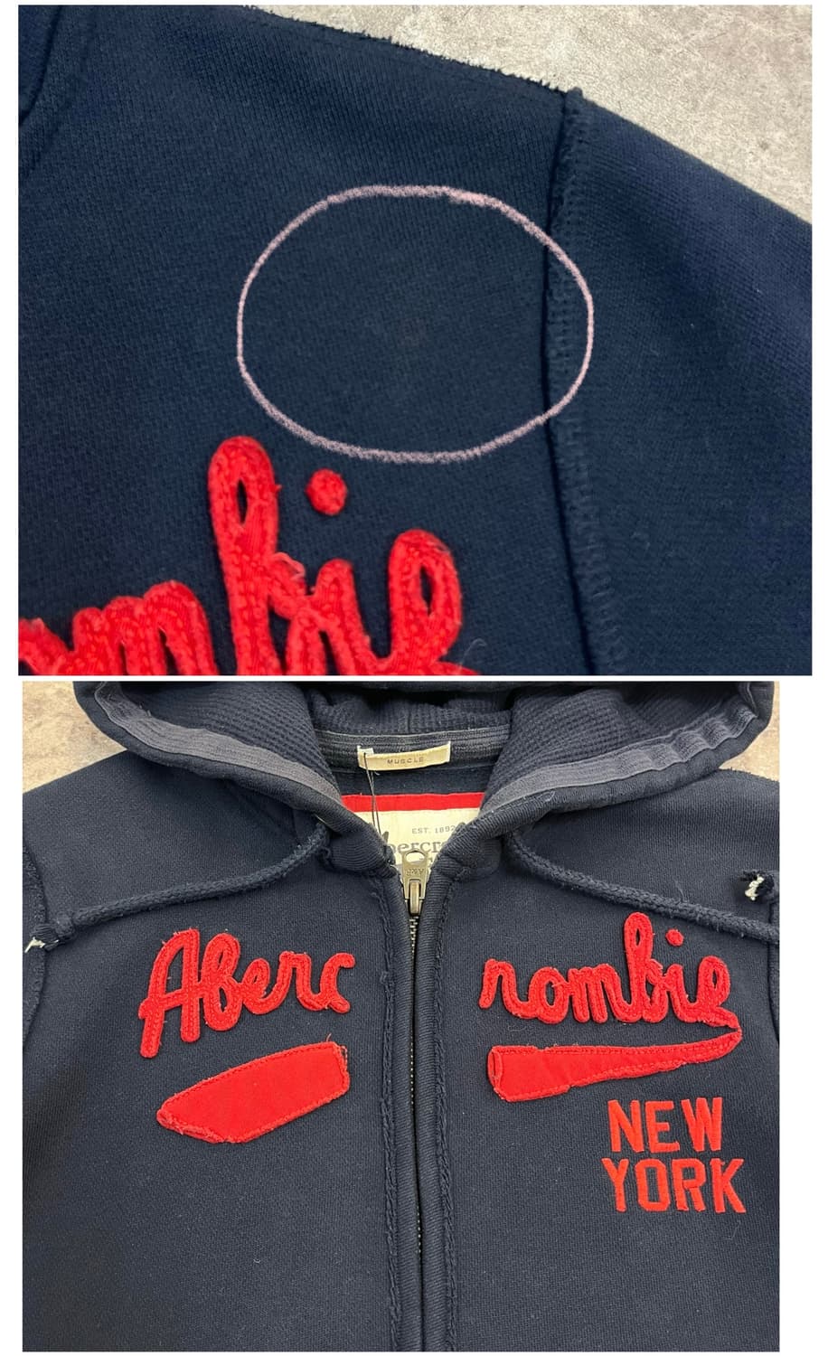 아베크롬비 기모 후드집업 네이비 M #csz3933 상품이미지5