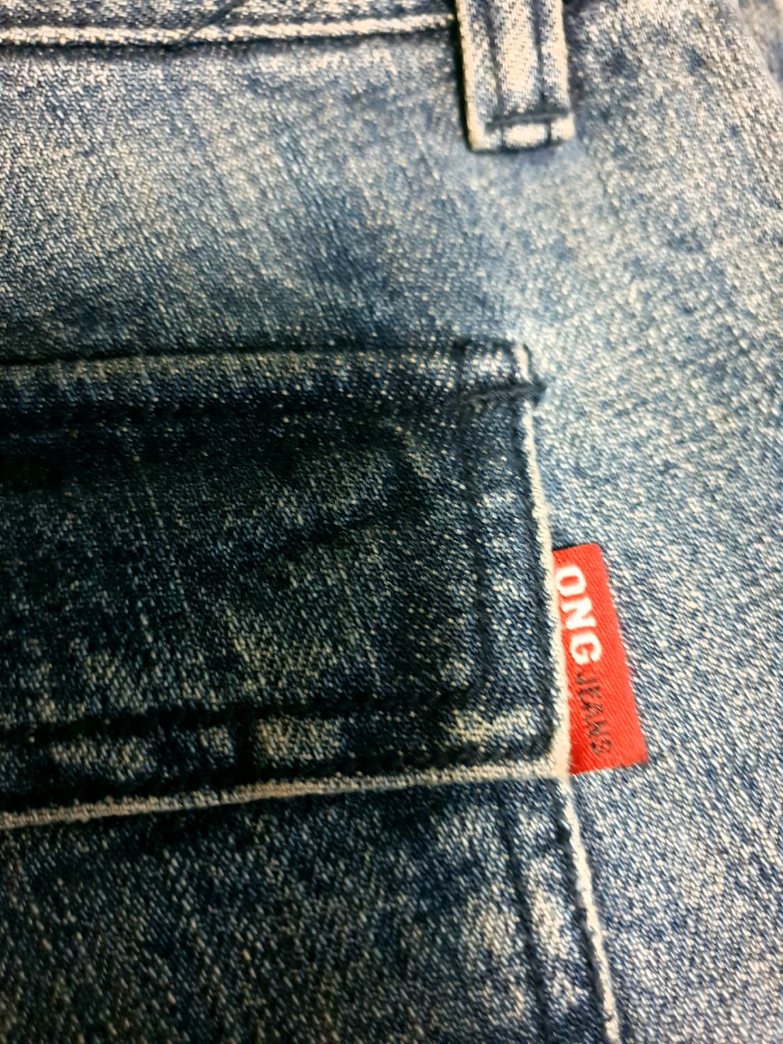 (빈티지) ONG JEANS 워싱 빅포켓 스판 세미 플레어 데님진(29) 상품이미지4