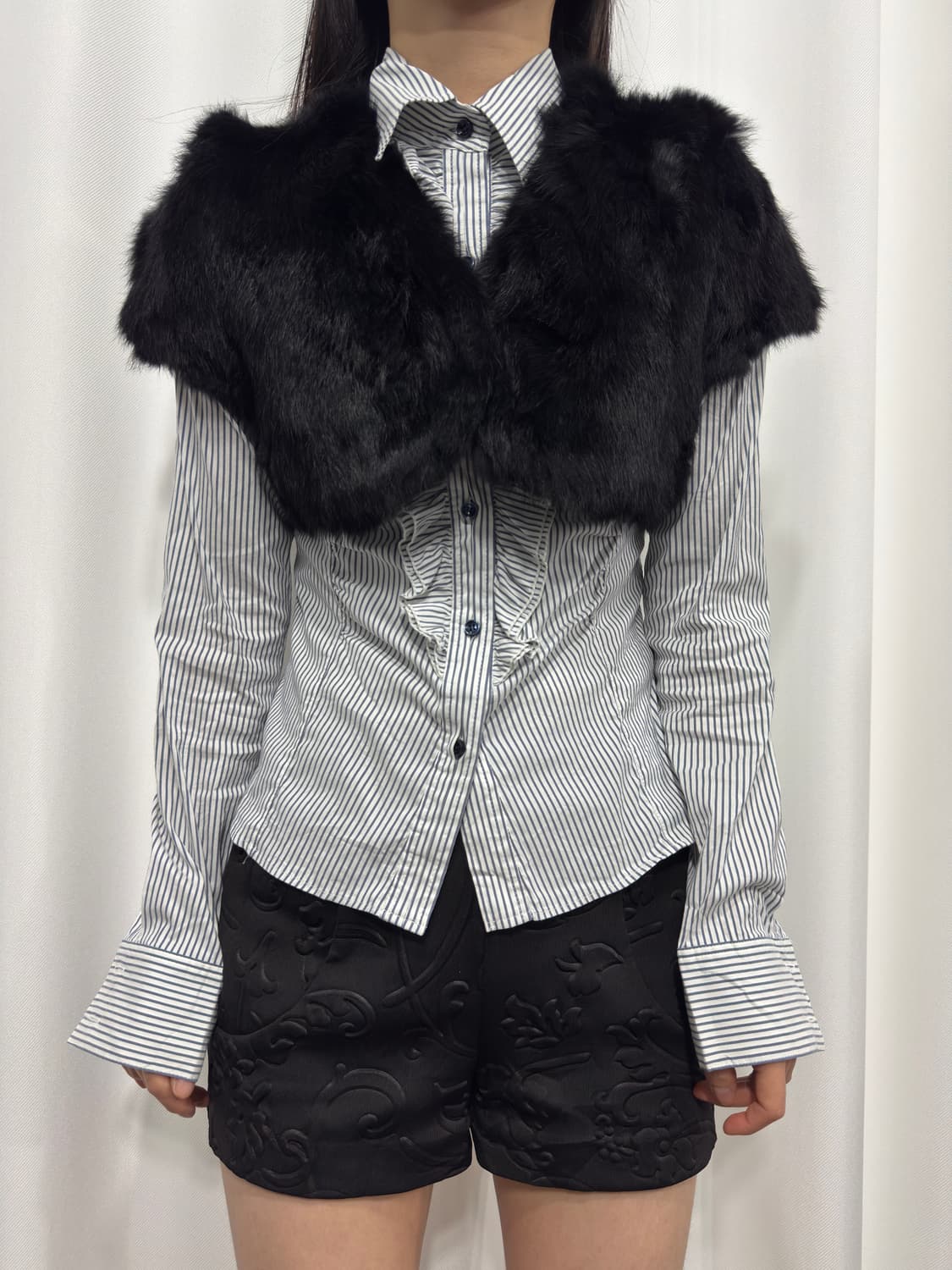 stripe frill slim shirt 상품이미지3