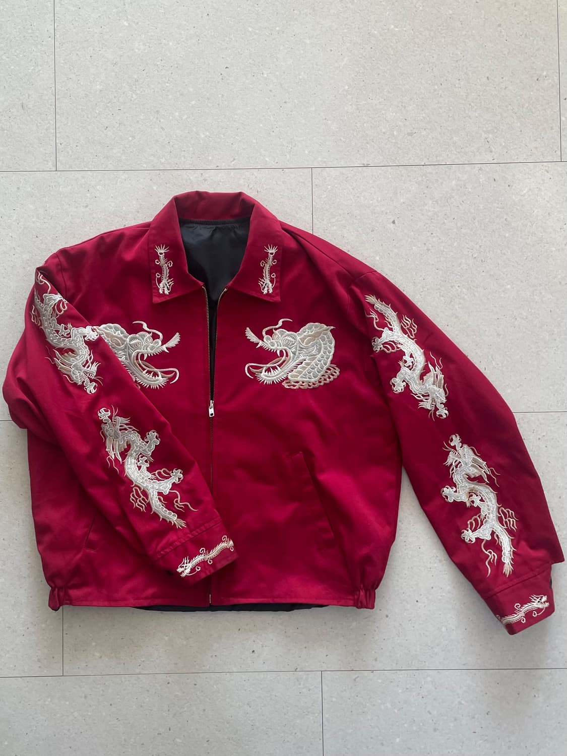 재팬 스카쟌 스타일 용 자수 자켓-버건디 상품이미지1