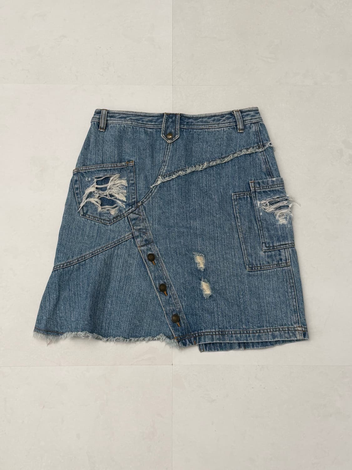 디스트레스 청 미디 스커트 상품이미지6