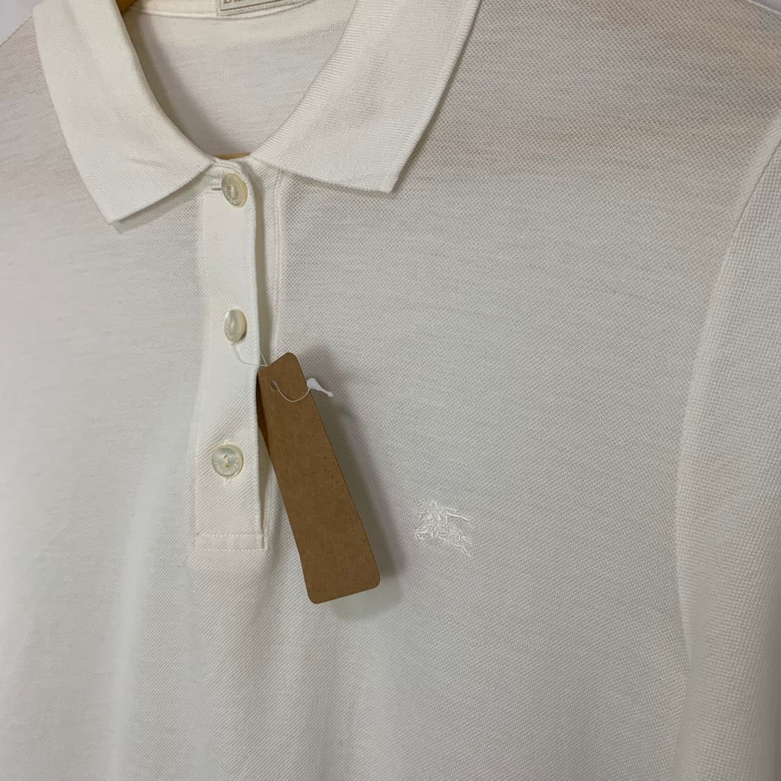 버버리 로고 기본 아이보리 폴로티 반팔 카라 티셔츠 M 상품이미지3