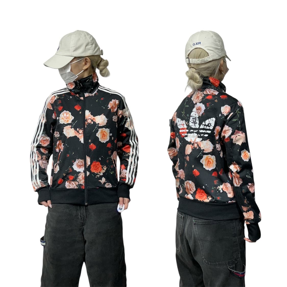 아디다스 블랙 꽃 화이트 삼선 트랙탑 져지 95 상품이미지1