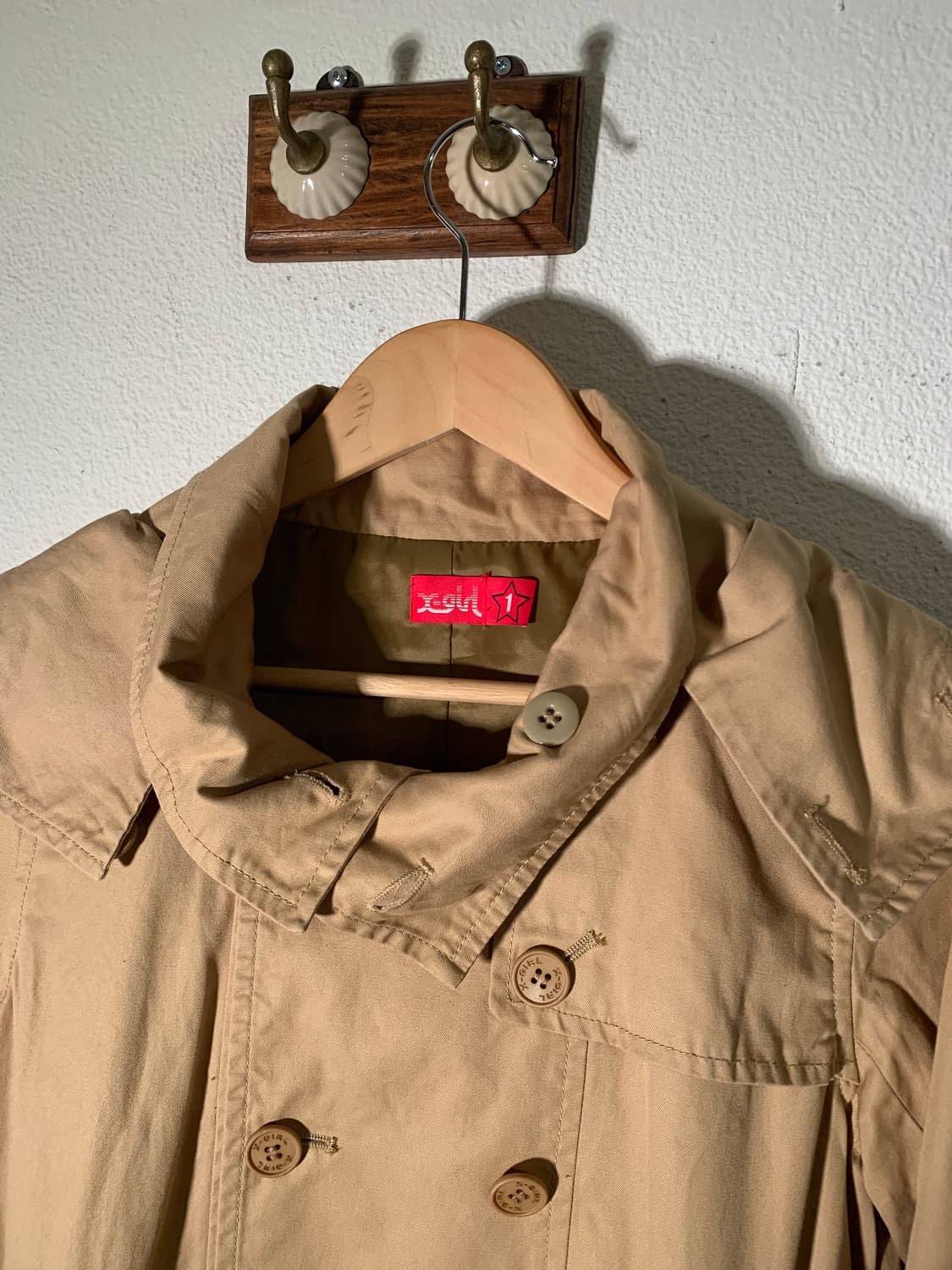 엑스걸 건플랩 베이지 후드 피코트 자켓 상품이미지5