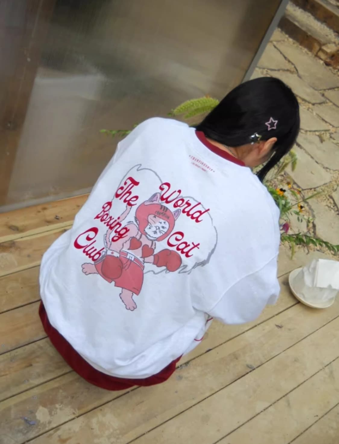 MINJIENA Boxing cat sweatshirts 상품이미지1