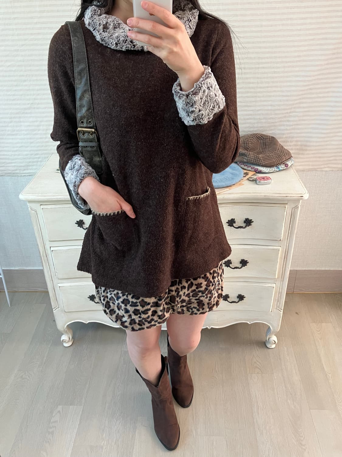 jpn vintage 브라운 보헤미안 니트 y2k 스트릿 갸루 펑키 상품이미지2