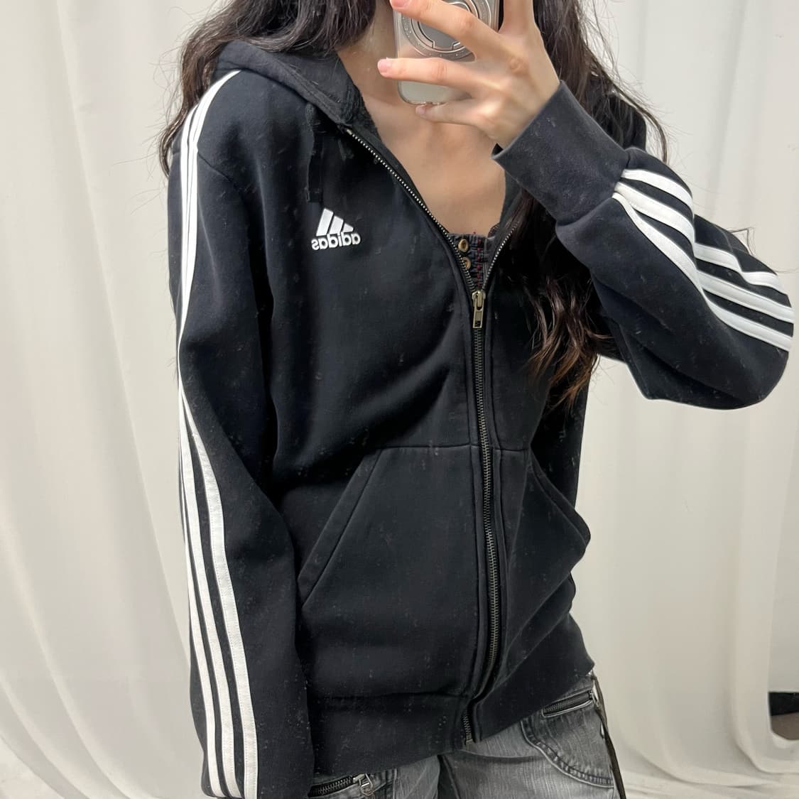 Adidas Black Hood Zip-up 상품이미지3