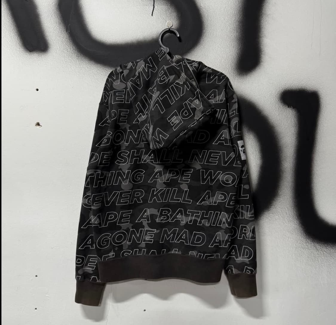 급처) 베이프 텍스트 카모 흑계 풀 집업 후디 상품이미지2