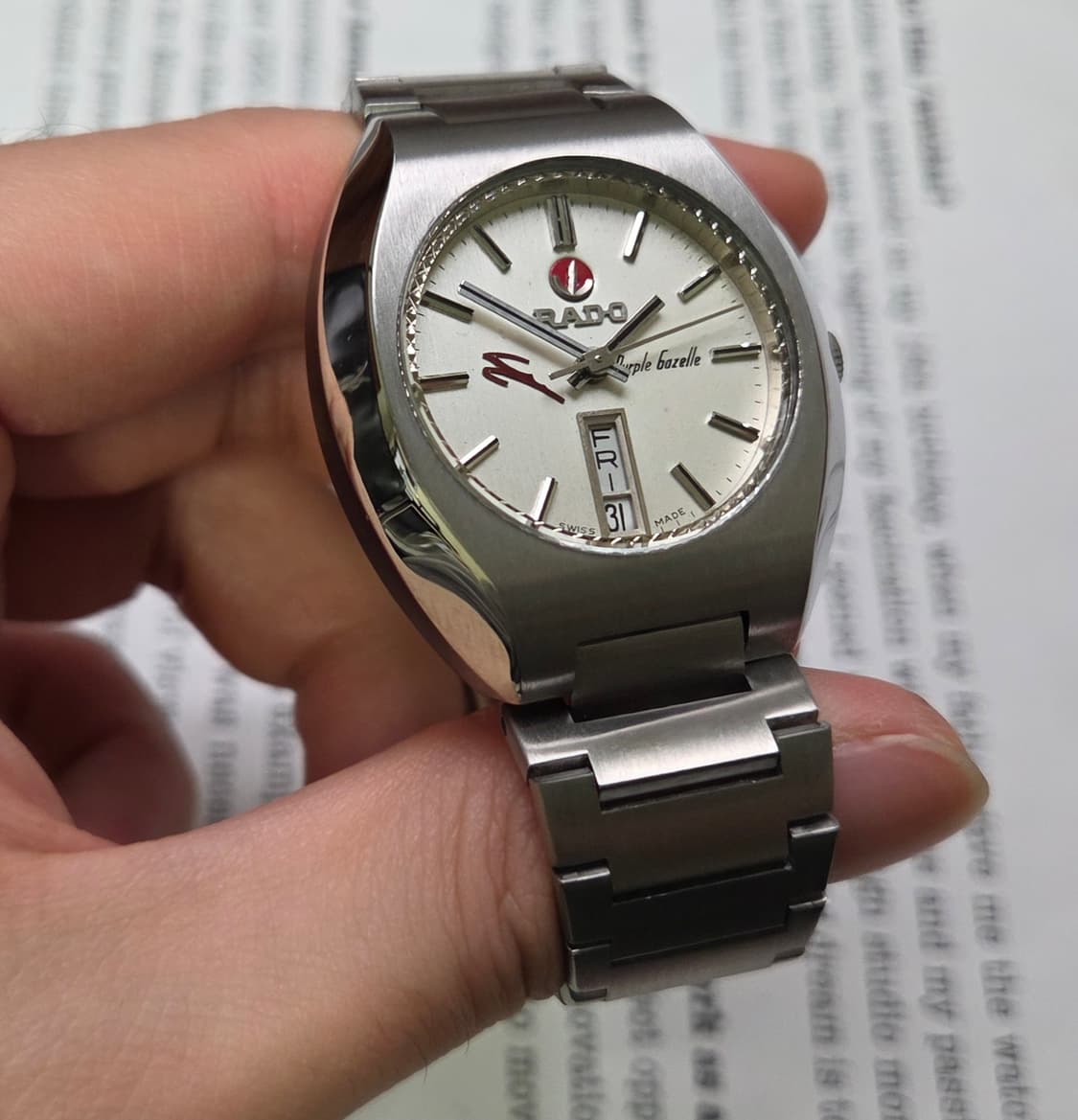 빈티지 라도 퍼플가젤 실버판 데이데이트 오토매틱 남성용 브레이슬릿 ver 상품이미지5