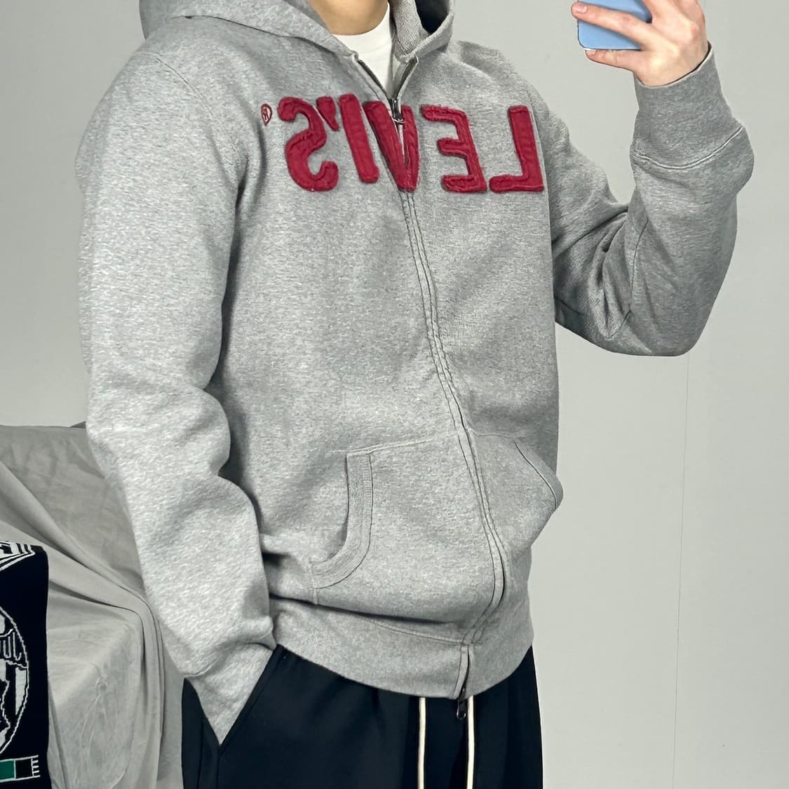 리바이스 빅로고 그레이 후드집업 L   상품이미지1