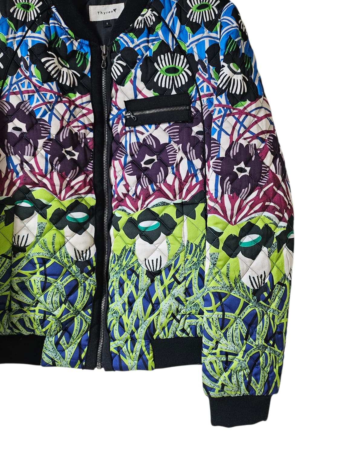 티렌 유니크 플라워 프린팅 퀄팅 여성 블루종점퍼 55/정가 45만원 상품이미지6