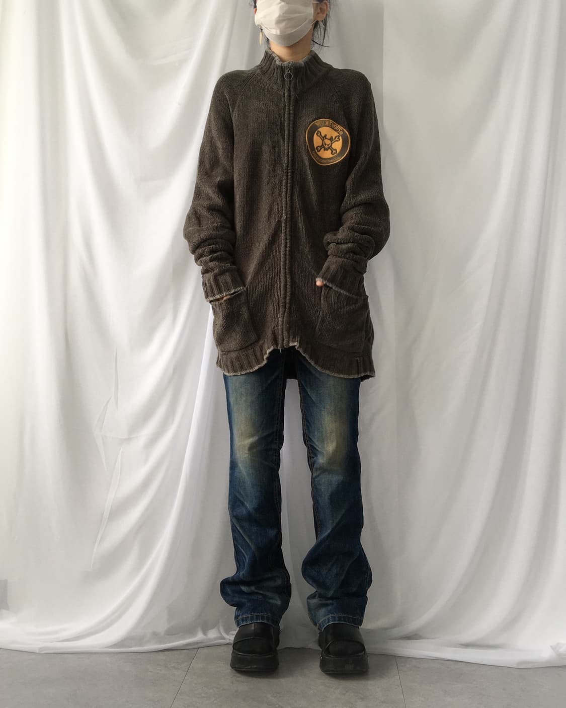 Graphic printing point ribbed high neck  상품이미지7