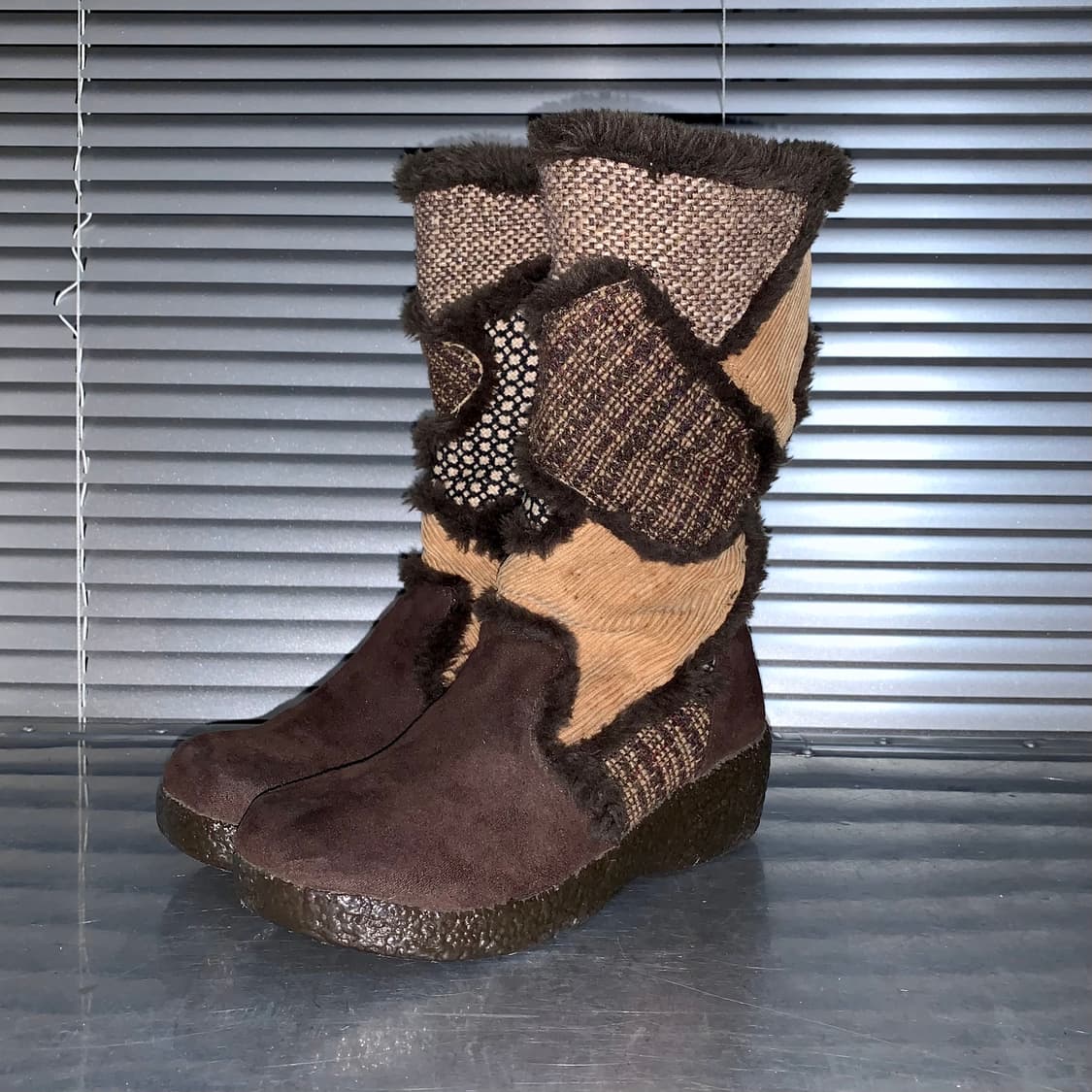 00s 패치 트위드 웨지 부츠 상품이미지2