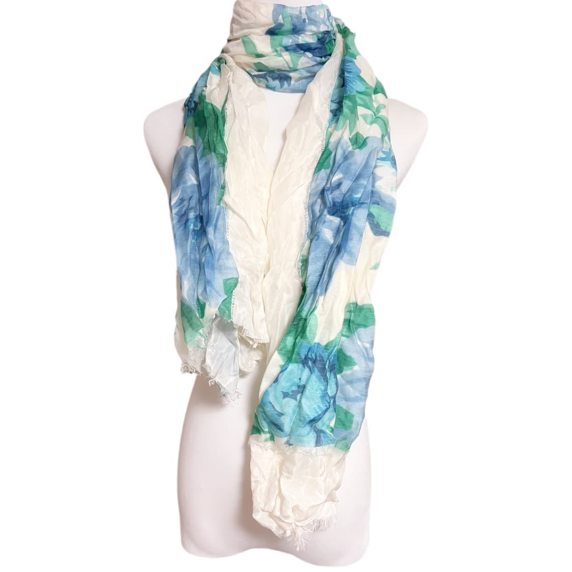 (이체시에눌) 일본 오리엔탈 페어리 대장 하늘색 화이트 레이어드 머플러 상품이미지1