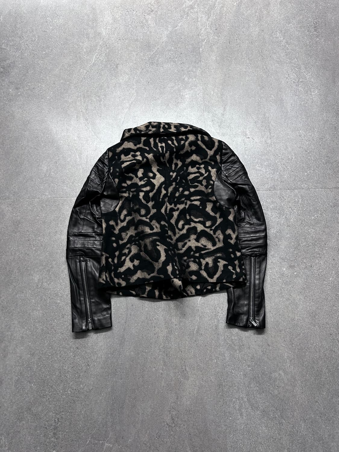 DvF 레오파드 울 레더 슬리브 하이넥 자켓 상품이미지5