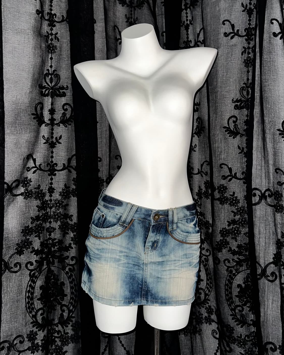 vintage wash denim mini skirt 상품이미지1