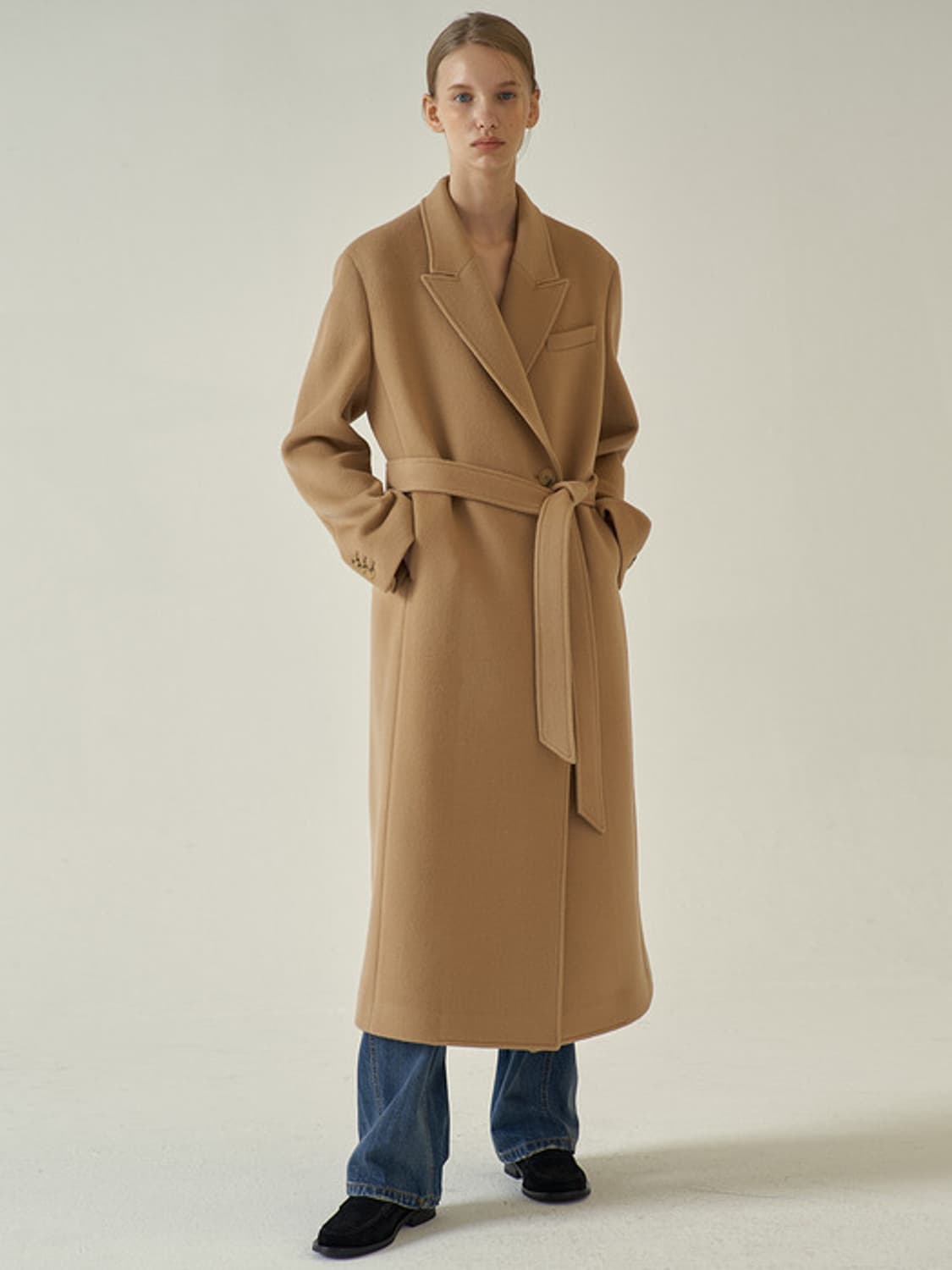 파사드패턴 캐시미어 벨티드 코트. 카멜 상품이미지1