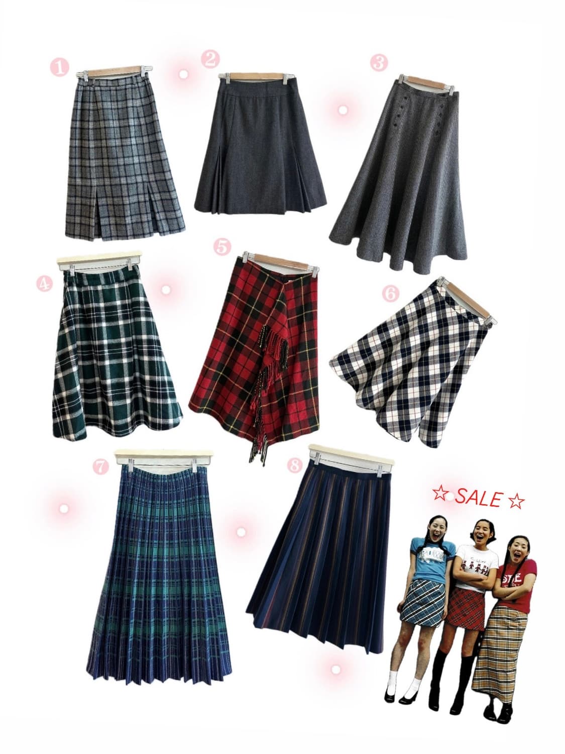 jpn 미디스커트 미디롱스커트 하구미 스즈코 모리걸 키치 괴짜 상품이미지1