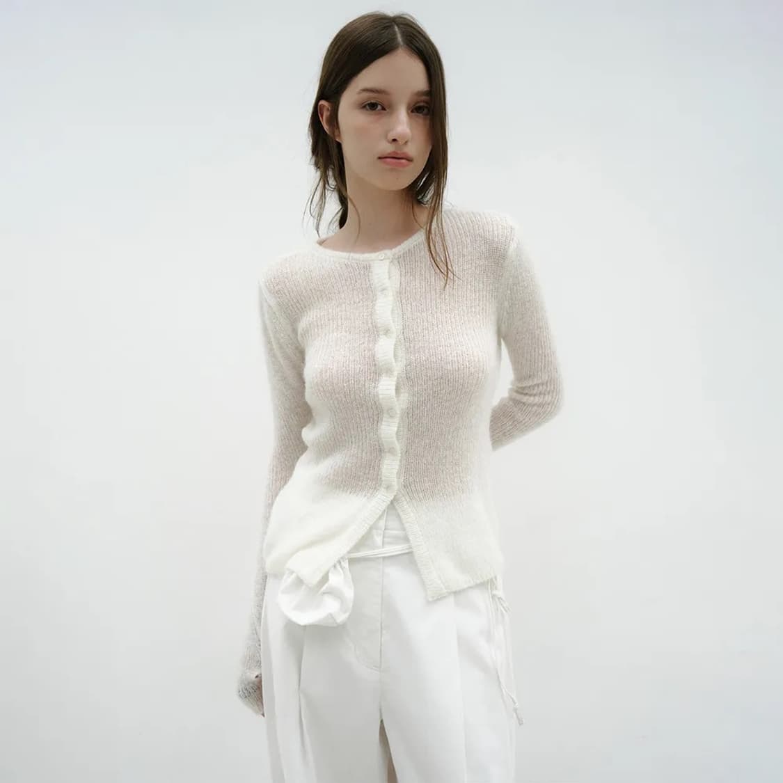 로우타이드 알파카 핸드워머 니트 아이보리 상품이미지1