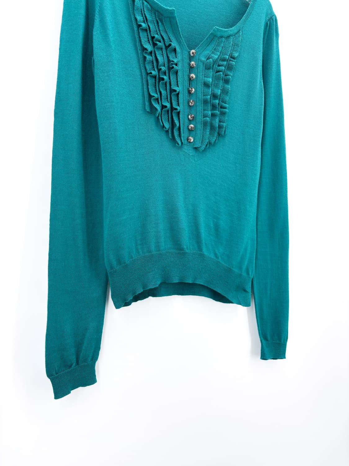 빈티지 터쿼이즈 러플 니트 상품이미지3