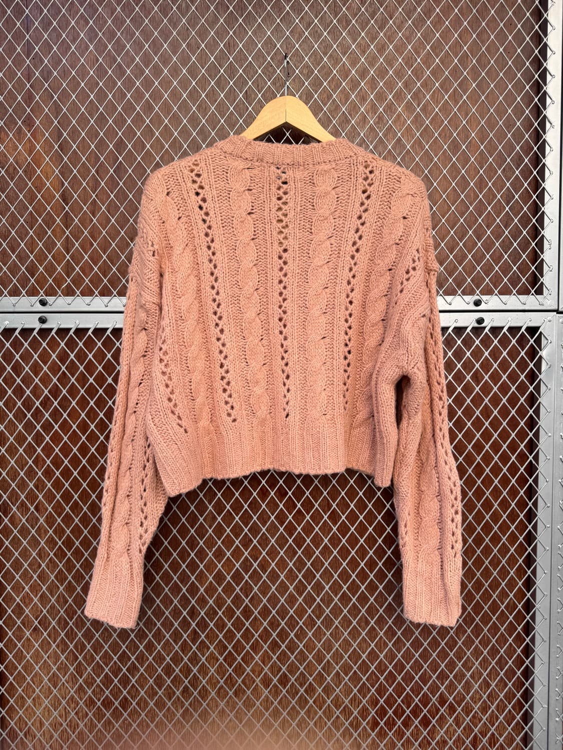 메이비베이비 디어리스트 빈티지 케이블 크롭 핑크 니트 가디건 F 상품이미지9