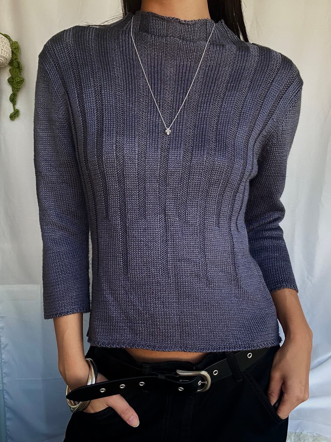 빈티지 7부 레이온 니트 상품이미지1