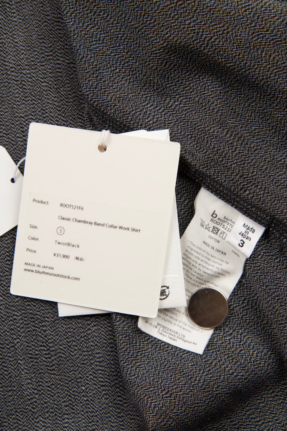 BLURHMS ROOTSTOCK 클래식 샴브레이 밴드칼라 워크셔츠 트위스 상품이미지8