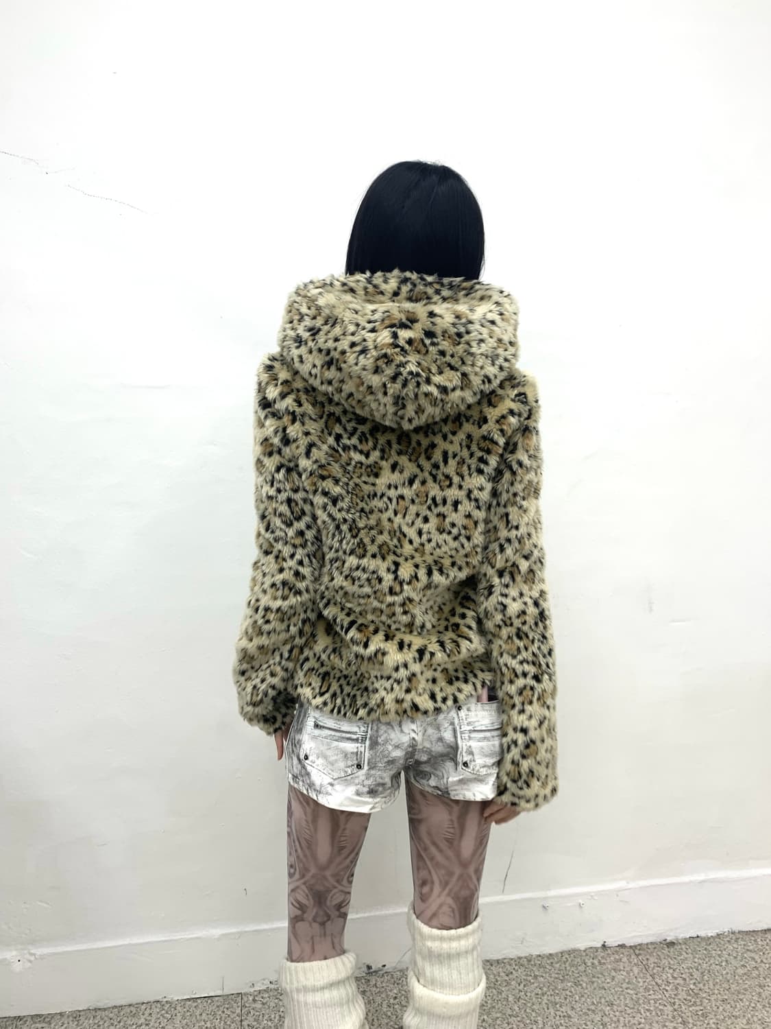 Leopard hood fur jacket  상품이미지2