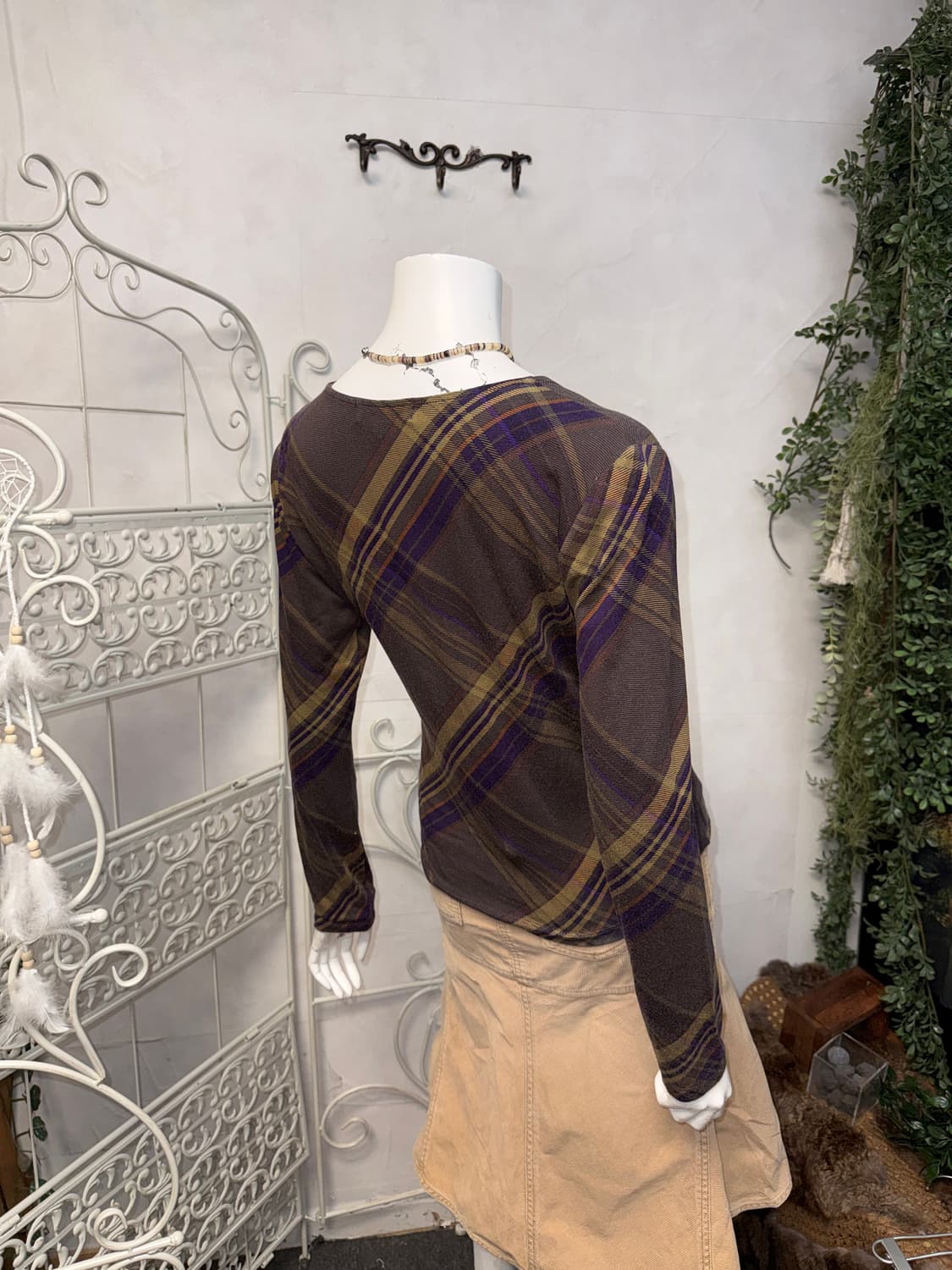 Ralph Lauren purple beige check wrap 슬리브 상품이미지7