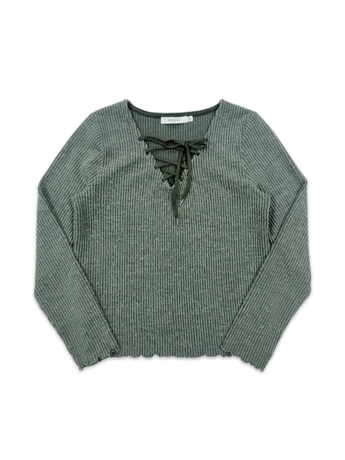 빈티지 Moussy 그린 리본 긴팔 니트 상품이미지1