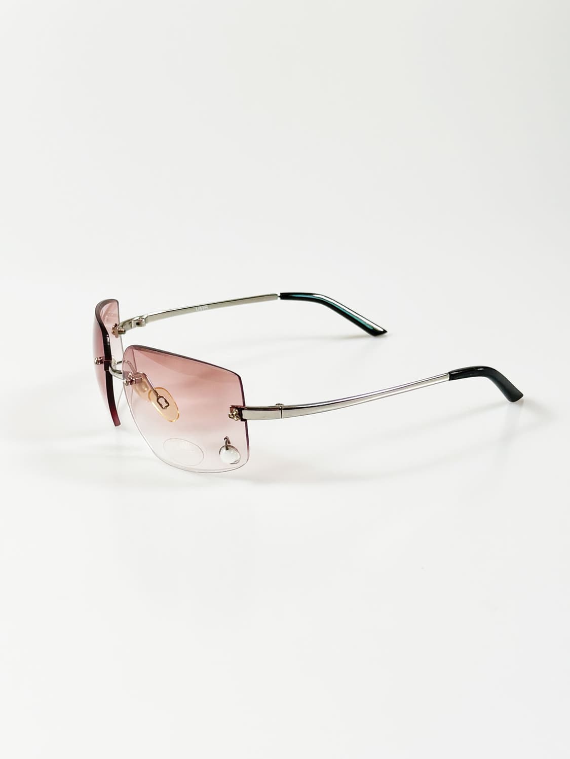 90s UVIR 무테 스퀘어 핑크 그라디언트 틴트 빈티지 선글라스 상품이미지3